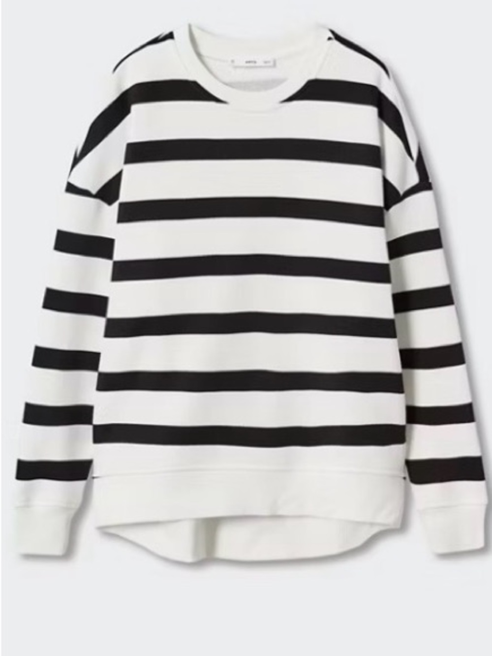 Mango Black White Striped Sweatshirt Oversized Crewneck Pullover